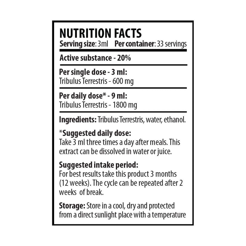 Tribulus Max | 100ml Natural Liquid Extract (33 Days Supply) | Tribulus Terrestris | Suitable for Vegetarians, Vegans by Cvetita Herbal (100ml) - BeesActive Australia