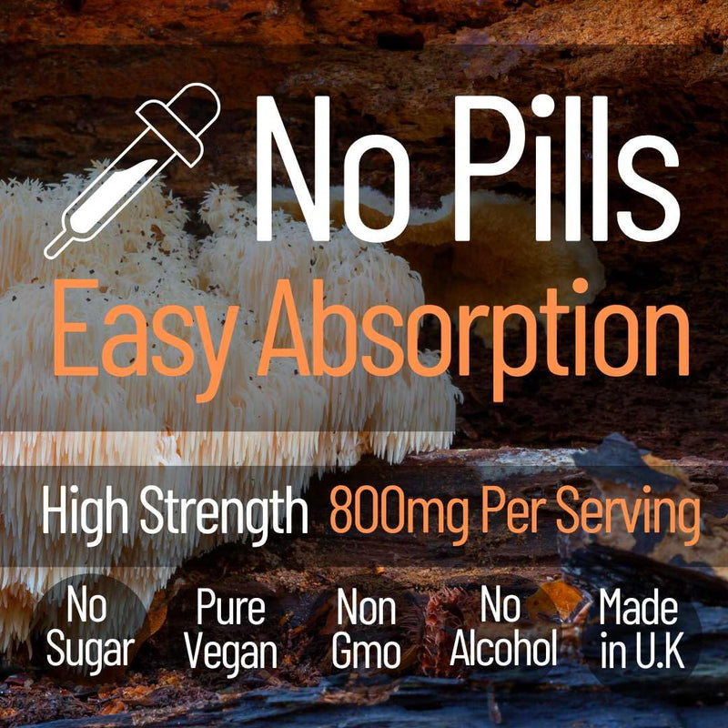 Lions Mane Supplement - High Strength Liquid Lions Mane 24000mg - Made in UK - Pure Alcohol Free - BeesActive Australia