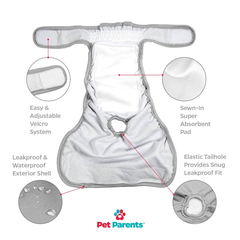 Pet Parents Washable Dog Diapers (3pack) of Durable Doggie Diapers, Premium Male & Female Dog Diapers Medium Natural - BeesActive Australia