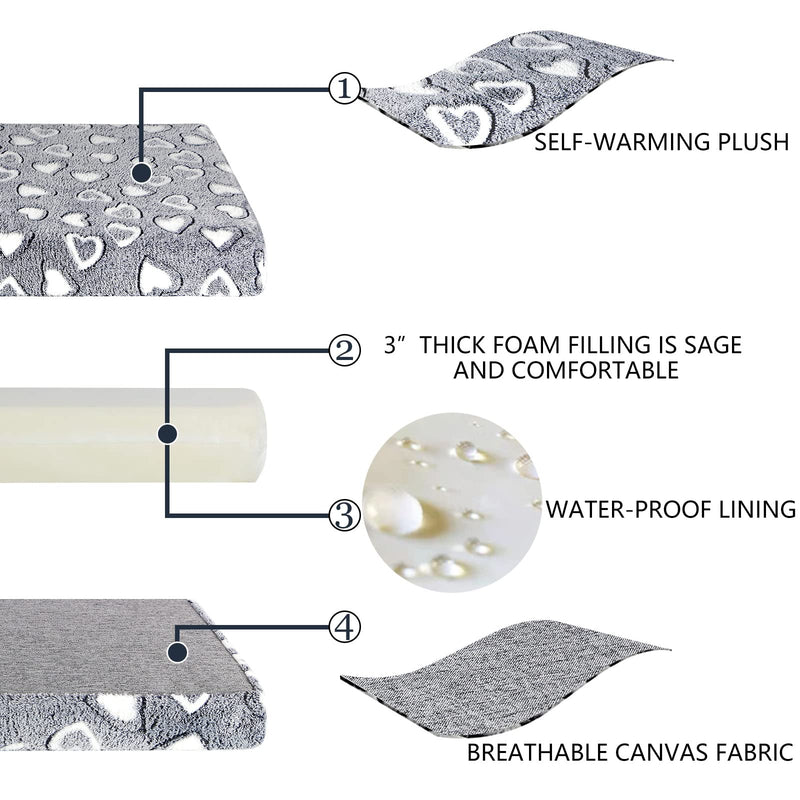 VANKEAN Dog Crate Mat Reversible Cool and Warm, Stylish Dog Bed for Crate with Waterproof Inner Linings and Removable Machine Washable Cover, Firm Support Dog Pad for Small to XX-Large Dogs, Grey S(24 x 18 x 3") - BeesActive Australia