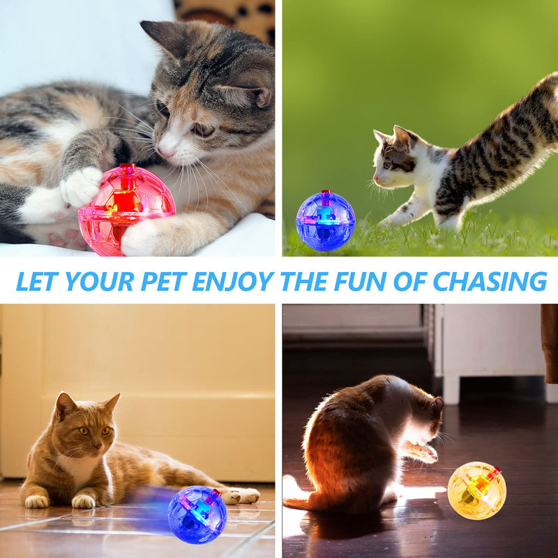 2 Pieces Cat Ball Ghost Hunting Light up Cat Balls Toys Motion LED Motion Activated Flash Cat Ball Light up Dog Interactive Toys Pet Glowing Mini Running Exercise Ball Toys for Animals Activity - BeesActive Australia