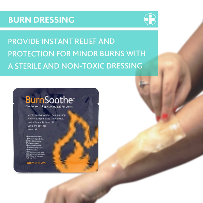 BurnSoothe REL394 Sterile Soothing and Cooling Gel for Burns, 10cm x 10cm - Pack of 10 - BeesActive Australia