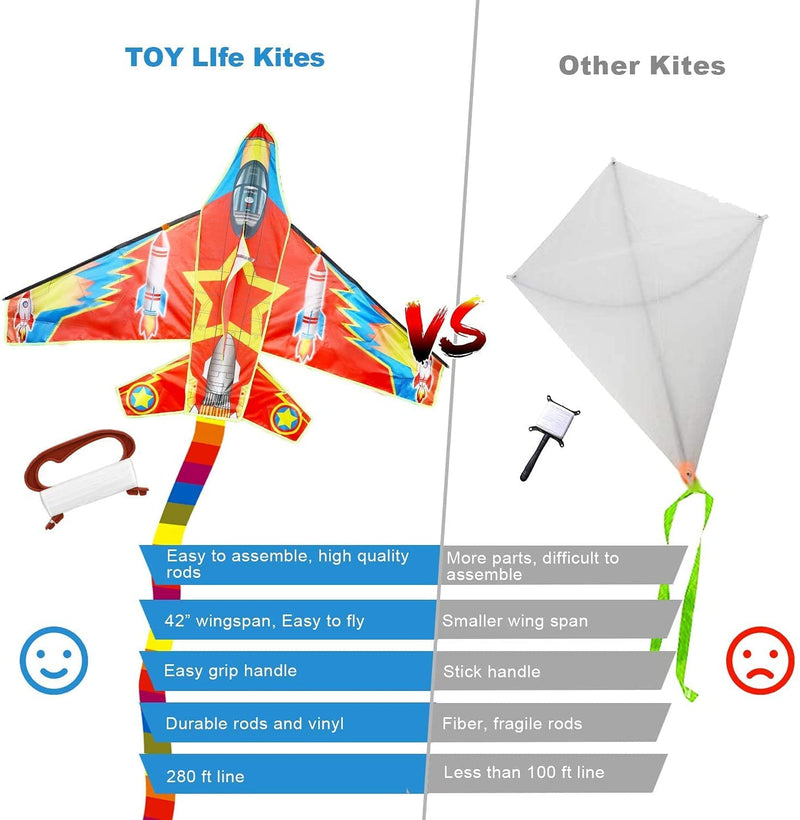 TOY Life Kites for Kids Easy to Fly - Outdoor Games and Activities Large Kites for Kids Ages 4-8 - Flying Kites for Children - Kids Kite for Beach - Giant Easy Fly Kites Fighter Plane - BeesActive Australia