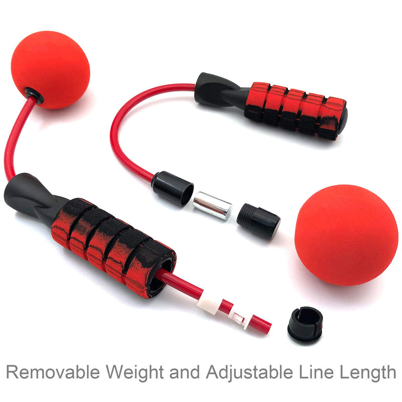 Benvo Weighted Jump Rope Without Rope Skipping Rope No Line Speed Rope Cordless For Fitness Workout Anywhere Ropeless Bod Rope for Exercise Training Beachbody Build Black and Red - BeesActive Australia