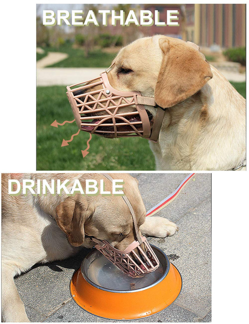 LUCKYPAW Dog Muzzle, Basket Cage Muzzle for Small, Medium, Large Dogs to Stop Licking, Biting and Chewing Size 2 - Snout - 8" - Poodle Beige - BeesActive Australia