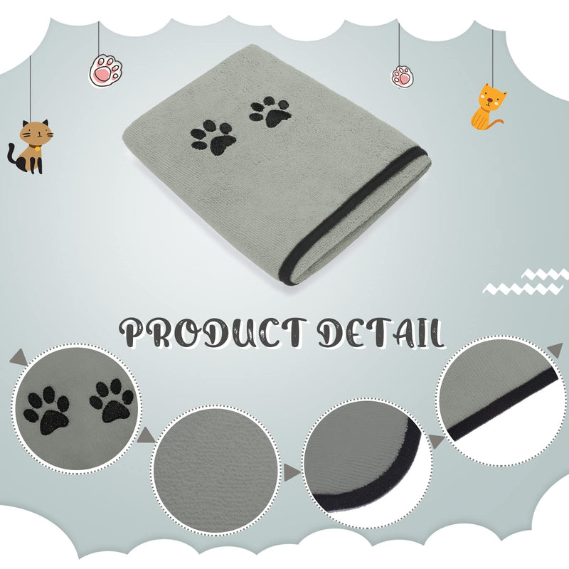 4 Pack Dog Towels for Drying Dogs Microfiber Dog Towel Soft Absorbent Pet Bath Towel Dog Drying Grooming Towel with Embroidered Paw for Pet Dogs Cats Bathing and Grooming 35 x 20 Inch Gray - BeesActive Australia