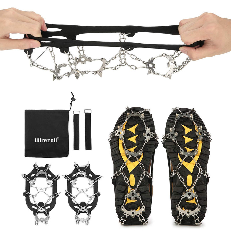 Wirezoll Crampons, Stainless Steel Ice Traction Cleats for Snow Boots and Shoes, Safe Protect Grips for Hiking Fishing Walking Mountaineering etc. Black Large - BeesActive Australia