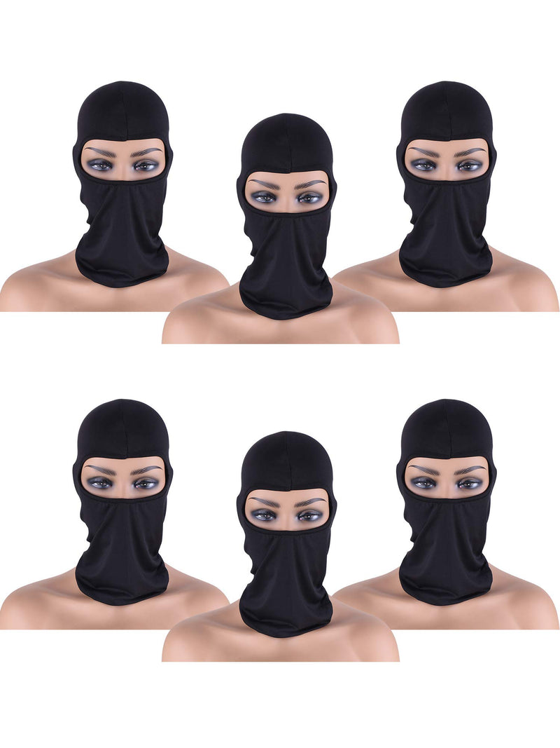 [AUSTRALIA] - 6 Pieces Face Balaclava Cover Ice Silk UV Protection Full Face Cover for Women Men Outdoor Sports Black 