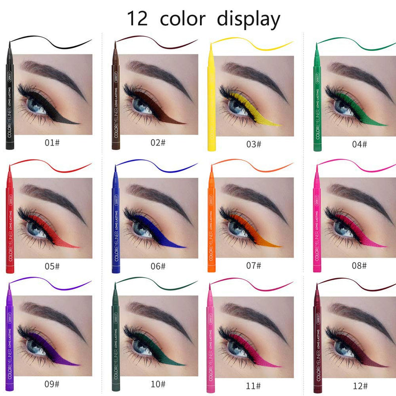 Matte Liquid Eyeliner Set, COOSA 12 Colors Waterproof Eyeliner Long Lasting Eye Liner Pen Set -12PCS 12PCS-B - BeesActive Australia