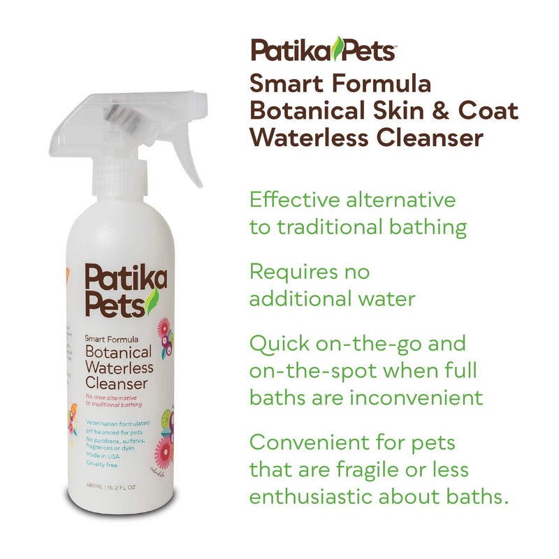 Patika Pets | Botanical Cleanser for Dogs & Cats, Waterless Shampoo & Gentle Conditioner Spray, No Rinse Formula, Paraben Free, Natural Ingredients for Sensitive Itchy Skin - 16.2oz - BeesActive Australia