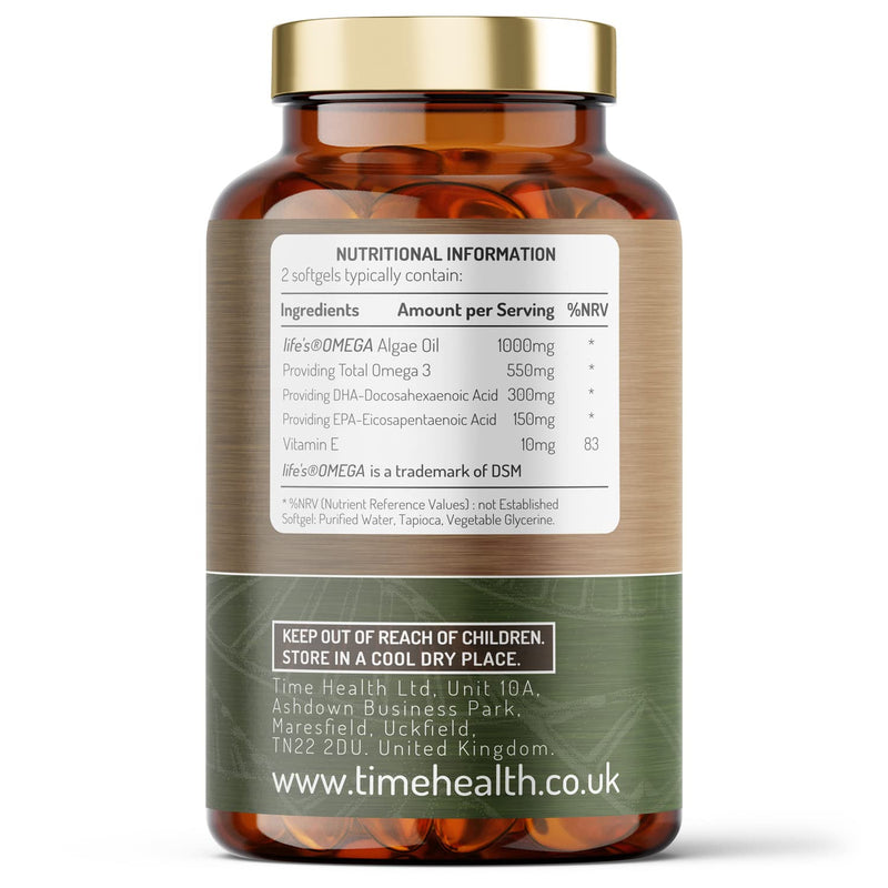 Vegan Omega 3 � EPA & DHA from Algae Oil � Premium Brand � Carrageenan-Free � Sustainable Algal Alternative to Fish Oil � Vegetarian Essential Fatty Acids � UK Made Supplement (120 Count (Pack of 1)) 120 Count (Pack of 1) - BeesActive Australia