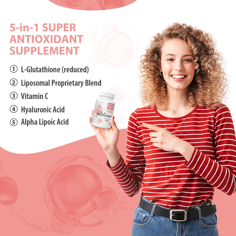 Liposomal Glutathione Supplement 1000mg, Reduced Glutathione Softgels with Vitamin C, for Anti-Aging, Detox, Brain, Immune Health, Better Absorption, L-Glutathione 60 Capsules per Bottle 60 Count (Pack of 1) - BeesActive Australia