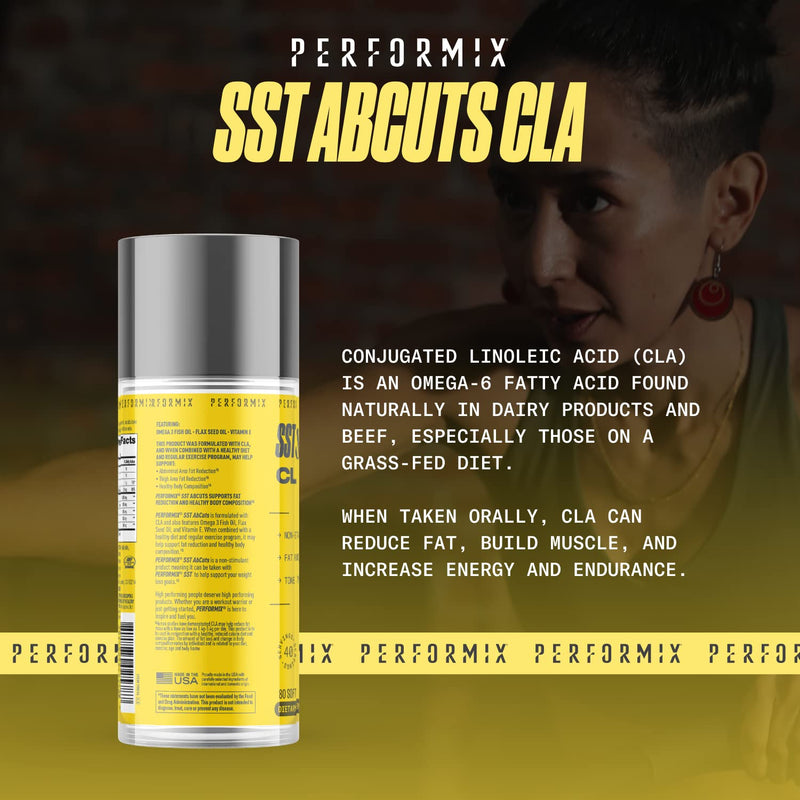 PERFORMIX SST Ab Cuts CLA - 80 Soft Gels - for Men & Women, Non-Stimulant - Contains CLA, Omega 3, Flaxseed Oil and Vitamin E - Easy-to-Swallow (2-Pack) - BeesActive Australia