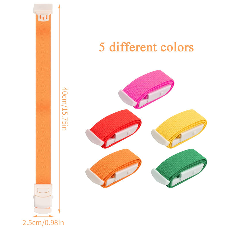 5Pcs Tourniquet with Buckle Adjustable Tourniquet Belt Quick to Release First Aid Blood Stop Belt Intravenous Quick and Slow Release Outdoor Emergency Care for Adult Kid (Red/Orange/Yellow/Green/Rose) - BeesActive Australia