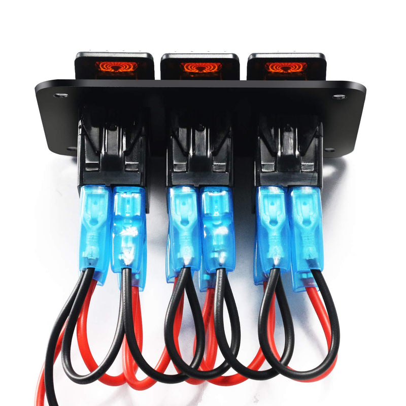 [AUSTRALIA] - FXC Rocker Switch Aluminum Panel 3 Gang Toggle Switches Dash 5 Pin ON/Off 2 LED Backlit for Boat Car Marine 