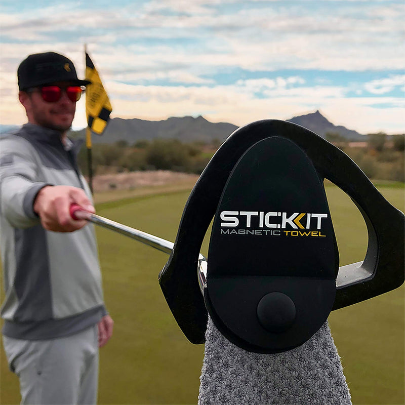 STICKIT Magnetic Towel, Gray | Top-Tier Microfiber Golf Towel with Deep Waffle Pockets | Industrial Strength Magnet for Strong Hold to Golf Carts or Clubs Pack of 1 - BeesActive Australia