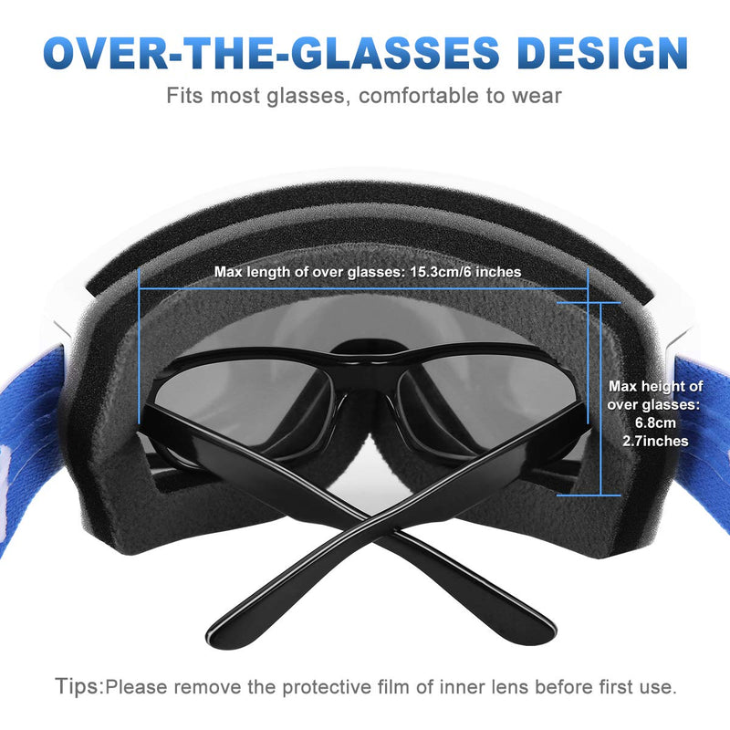 SH HORVATH Ski Snowboard OTG Goggles, HD Mirrored Anti-Fog Goggle for Men Women #Vlt 14% - BeesActive Australia
