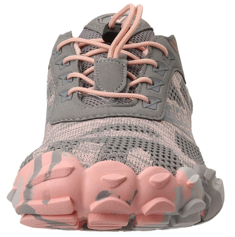 Joomra Women's Minimalist Trail Running Barefoot Shoes | Wide Toe Box | Zero Drop 9-9.5 A_pink Grey Knit - BeesActive Australia