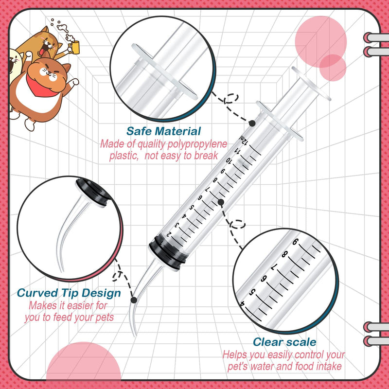 12 Pieces Pet Feeding Syringes 12 ml Syringe for Liquid Baby Bird Feeding Syringe Kitten Feeder for Small Dogs Cats Puppy Kitten and Other Small Animal Nursing Supplies - BeesActive Australia
