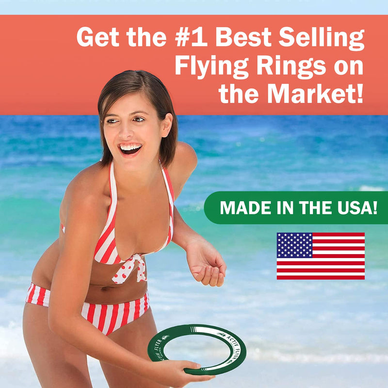Activ Life Kid's Flying Rings [2 Pack] Fly Straight & Don’t Hurt - 80% Lighter Than Standard Flying Discs - Replace Screen Time with Healthy Family Fun - Get Outside & Play! Made in USA Green/Orange - BeesActive Australia