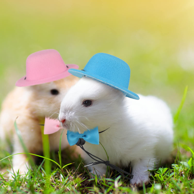 4 Sets 8 Pieces Guinea Pig Clothes Small Animal Bow Ties Pet Hats Outfit Suit Cosplay Cool Kawaii Pet Black Hat for Hamster Ferret Cat Rats Puppy Kitten Hedgehog Bearded Dragon - BeesActive Australia