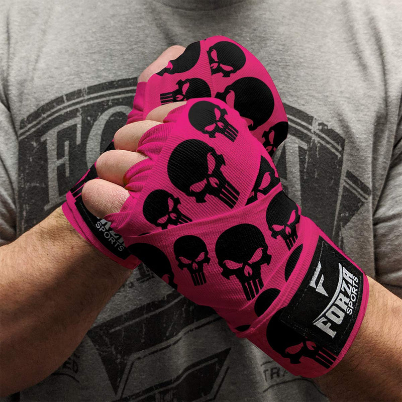 [AUSTRALIA] - Forza Sports 180" Mexican Style Boxing and MMA Handwraps Skulls Hot Pink 