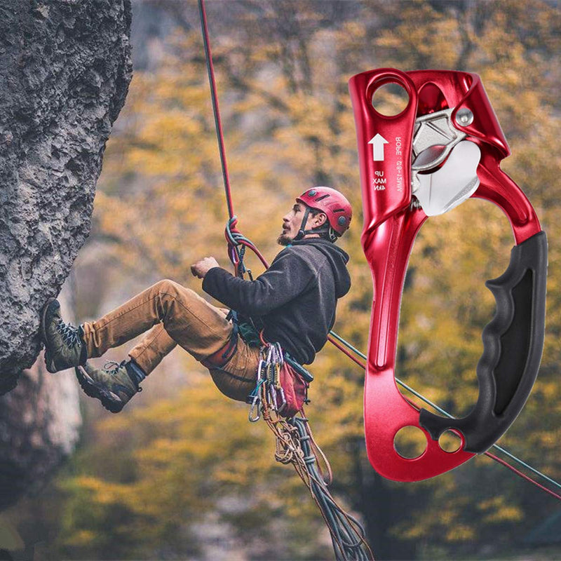 WILDKEN Climbing Hand Ascender Outdoor Mountaineering Tree Arborist Climbing Rappelling Equip Hand Ascender for 8-12MM Rope Left Right Hand Ascender Red 2 - Left - BeesActive Australia
