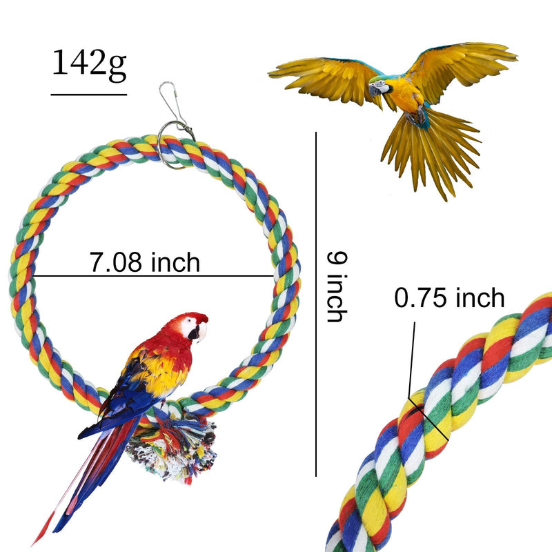WishLotus Bird Swing, Cage Hanging Toys Cotton Rope Swing Bite Resistance Perches Toy Parrot Toy Boredom Breaker for Budgie, Cockatiels, Conures, Finches, Small Parakeets 18cm - BeesActive Australia