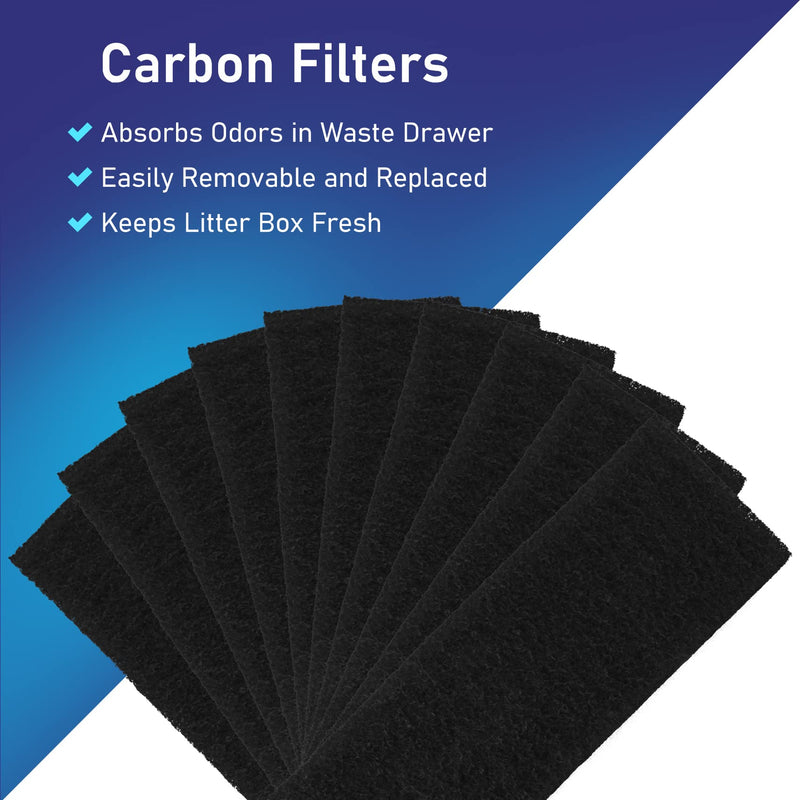 PET STANDARD Replacement Carbon Filters & 1 Replacement Seal Strip Set Compatible with Litter-Robot 3® Self-Cleaning Cat Litter Box, Pack of 10 - BeesActive Australia