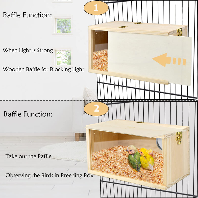 ShuRung Parakeet Nesting Box Cockatiel Nesting Box Bird Nest Bird Breeding Box House Wooden Acrylic Transparent Bird Box with Detachable Wooden Board for Lovebirds Cockatiel Budgie Conure Parrot - BeesActive Australia