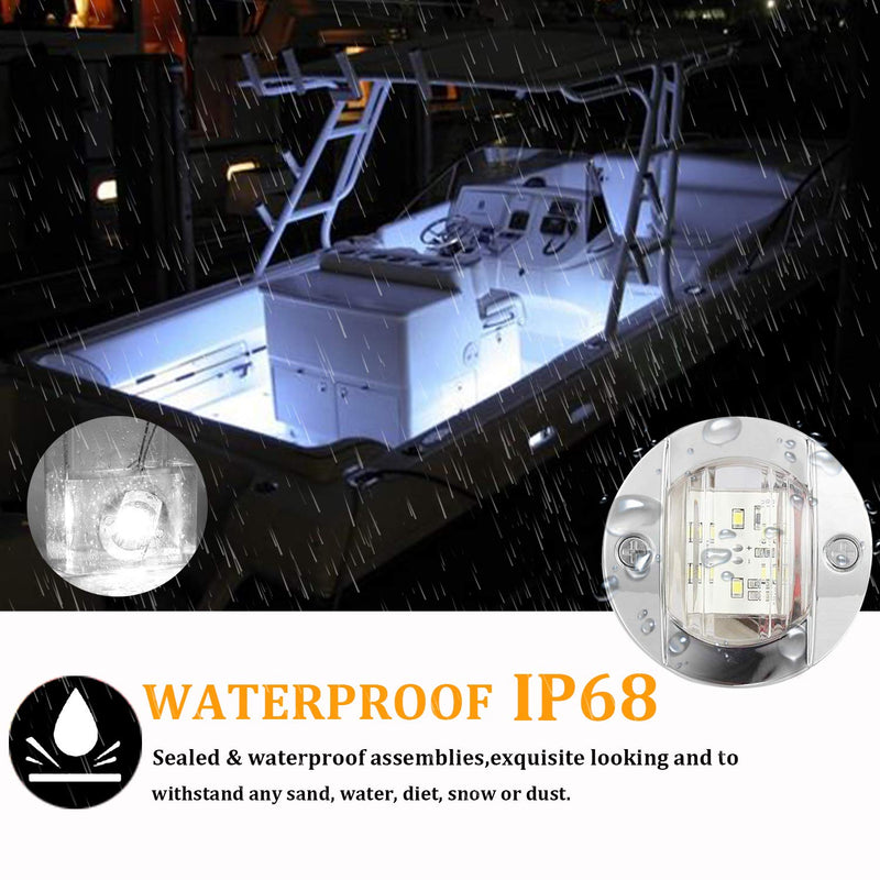 PSEQT 3'' Marine Boat Interior Lights,Round 12V Waterproof Deck LED Courtesy Light,White Stern Transom Anchor Light LED Night Fishing Lights Surface mount (2PCS) White - BeesActive Australia