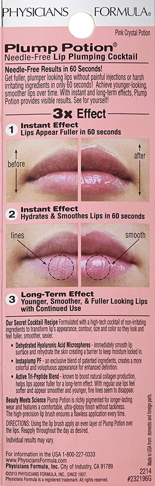 Physicians Formula Plump Potion Needle-Free Lip Plumping Cocktail Shade Extension, Pink Crystal Potion - 0.1 Ounce - BeesActive Australia