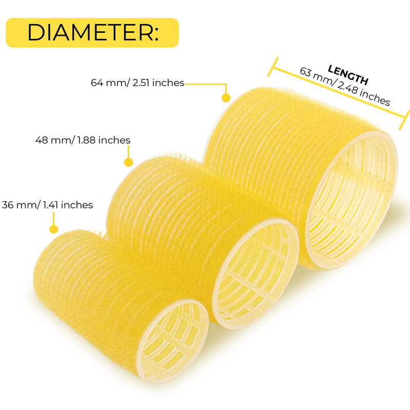 Large Hair Rollers with Clips - Self Grip Jumbo/Big Curlers Rollers for Hair Volume, 18 Pack, 3 Sizes (6 Pcs Each) with 12 Hair Roller Clips - BeesActive Australia
