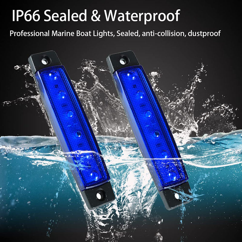 WIMACT LED Boat Interior Lights Marine Boat Lights Marine Courtesy Light Strip Deck Transom Cockpit Navigation Lighting Waterproof 12V for Fishing Pontoon Sailboat Kayak Yachtv (6Pcs) (Blue) Blue - BeesActive Australia