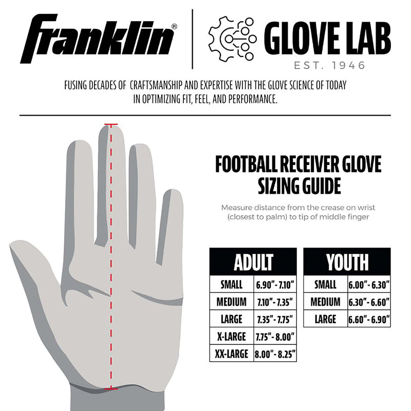 Franklin Sports Youth Football Receiver Gloves - Shoktak Youth Gloves - Kids Football Receiver Gloves - High Grip Football Gloves for Kids Youth Large Black/White - BeesActive Australia