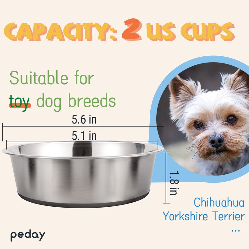 PEDAY Stainless Steel Dog Bowls with Nonslip Bottom, Pack of 2 Toy Dog Breeds - BeesActive Australia