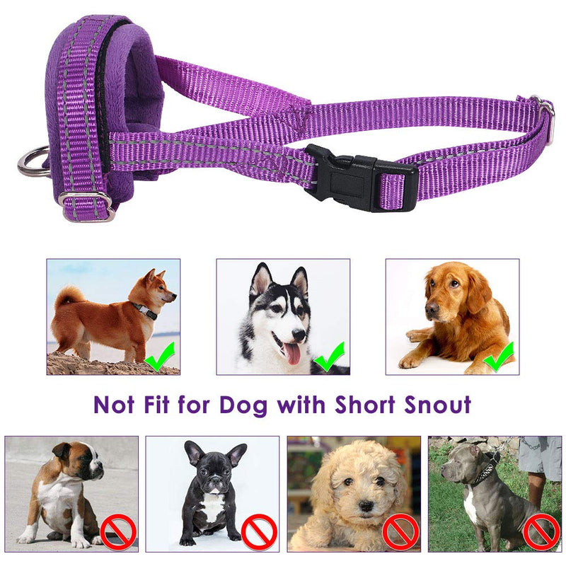 SlowTon Soft Dog Muzzle, Adjustable Padded Nylon Muzzle for Large Medium Dogs Anti Chewing Barking Biting, Allow Dog Pant & Drink Purple - BeesActive Australia