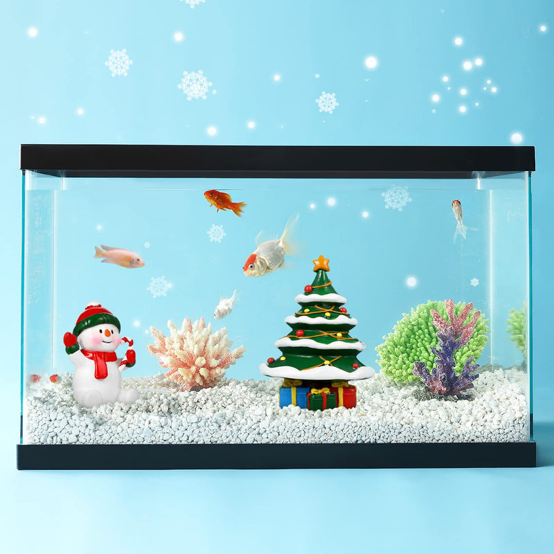 POPETPOP 2Pcs Christmas Aquarium Decorations- Resin Fish Tank Decoration Christmas Tree Snowman Micro Landscape Ornaments for Holiday Fish Tank Supplies Table Decor Christmas Tree + Snowman - BeesActive Australia
