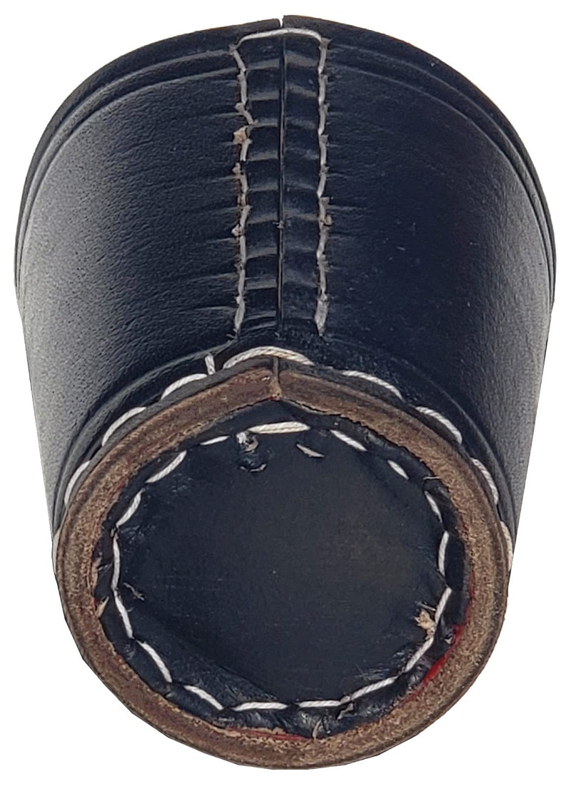 Cyber-Deals Genuine Leather Compact Dice Cups, Spanish Poker Dice, Storage Pouch Set (Black w/Red Lining Cup, Bone Tone Dice) Black W/Red Lining Cup, Bone Tone Dice - BeesActive Australia