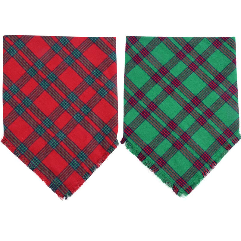 2 Pack Dog Bandana Christmas Plaid Reversible Triangle Bibs Scarf Accessories for Dogs Cats Pets Animals Pattern 1 - BeesActive Australia