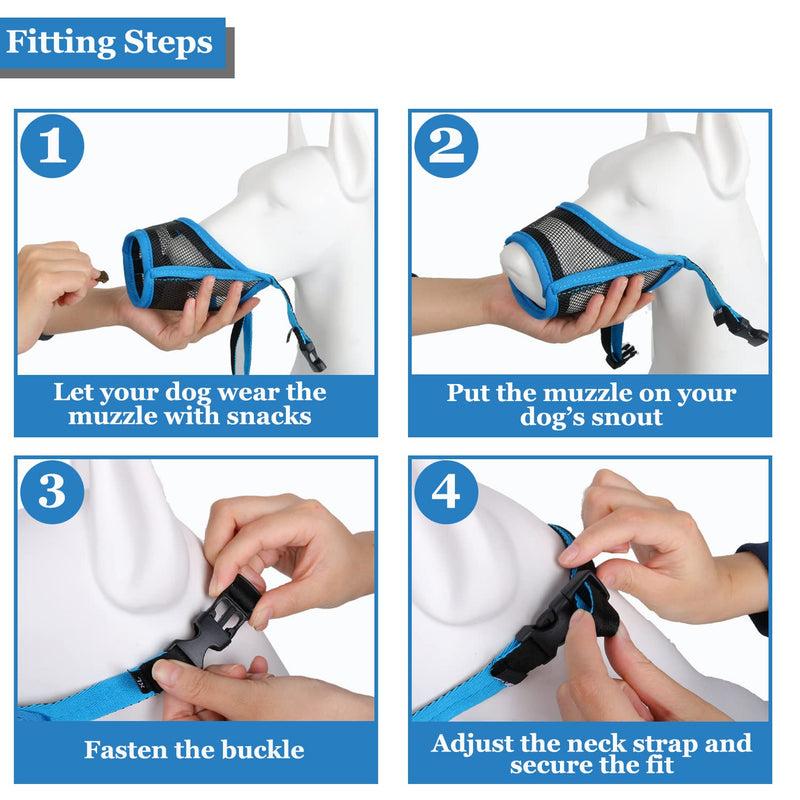 Dog Muzzle, Mesh Muzzle for Small Medium Large Dogs, Soft Dog Muzzle to Prevent Biting Chewing, Drinkable Breathable Adjustable Puppy Muzzle S(Snout: 4¾"-6") Black - BeesActive Australia