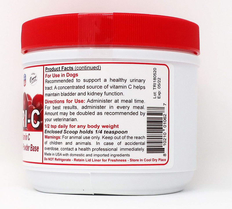 Dogzymes Cran Tri C Urinary Tract Support, Vitamin C Blend, 1418mg per Teaspoon (8 Ounce) 8 ounce - BeesActive Australia