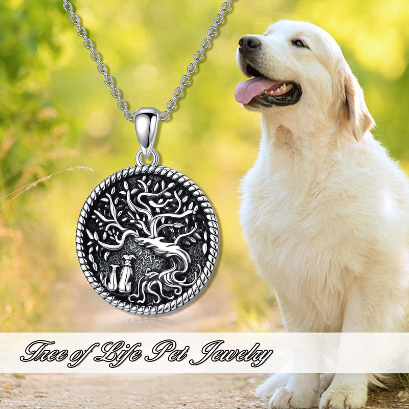 WINNICACA Pet Dog Necklace Sterling Silver Tree of Life Mother Child Pet Jewelry Pet Dog Pendant Animal Gifts for Animal Lovers Birthday Christmas - BeesActive Australia