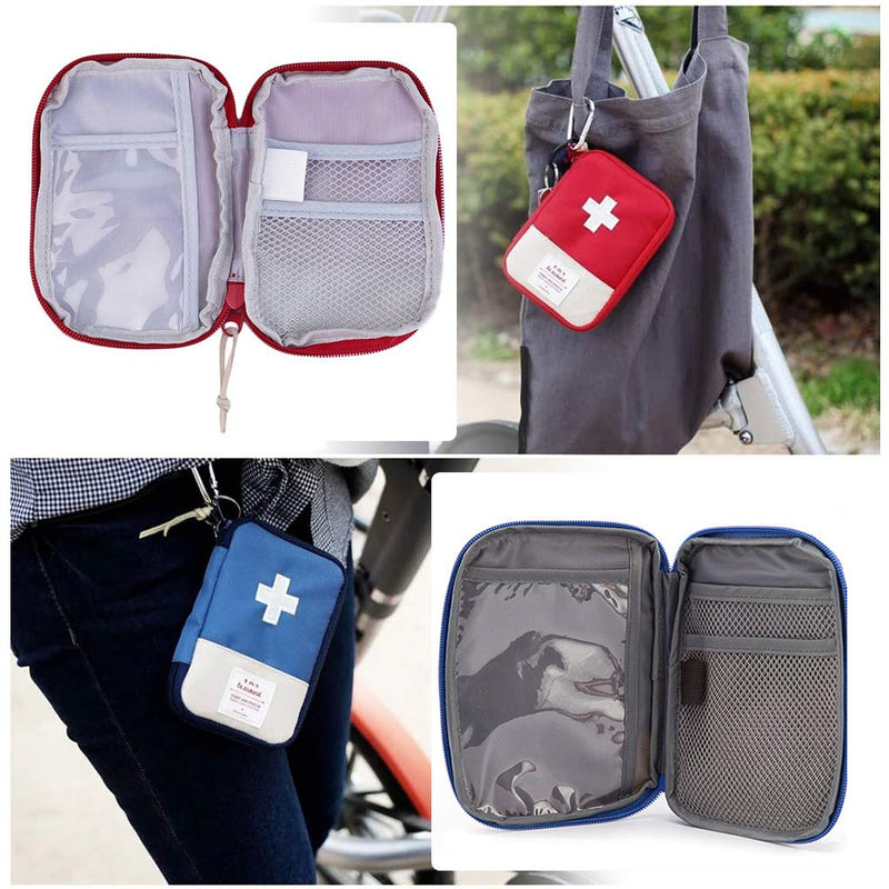 Travel Mini First Aid Pouch, Portable Mini First Aid Kit Storage Bag for Medicine Boxes WishLotus Medical Kits Empty Bag for Sports Camping Hiking Outdoor Activities Emergency (Red),6.5x5.1x0.6in Red - BeesActive Australia