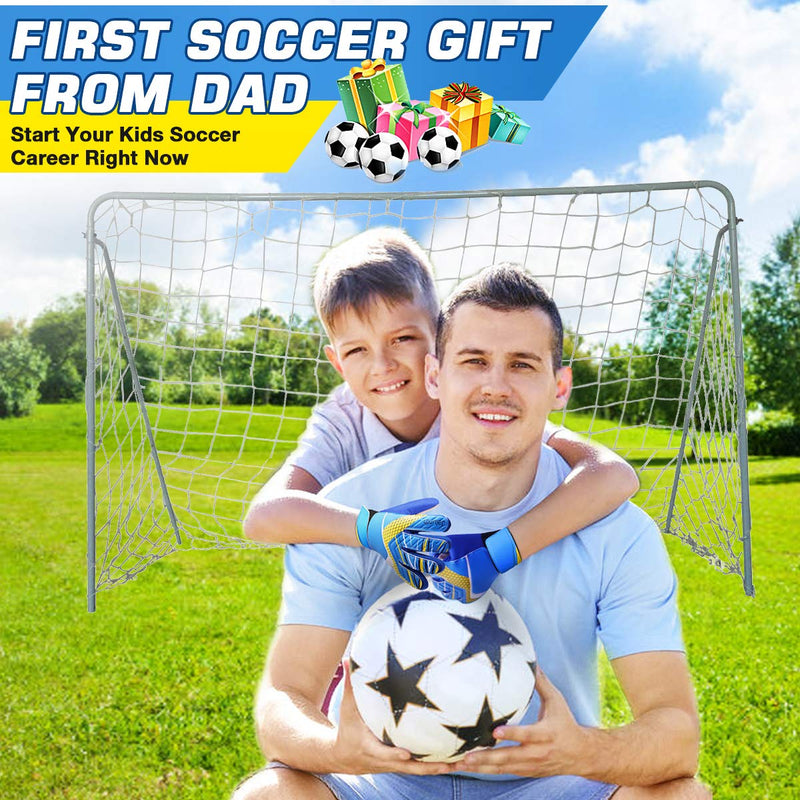 Jalunth Goalkeeper Goalie Soccer Gloves - Kids & Youth Football Goal Keeper Gloves with Embossed Anti-Slip Latex Palm and Soft PU Hand Back Orange 6 - BeesActive Australia