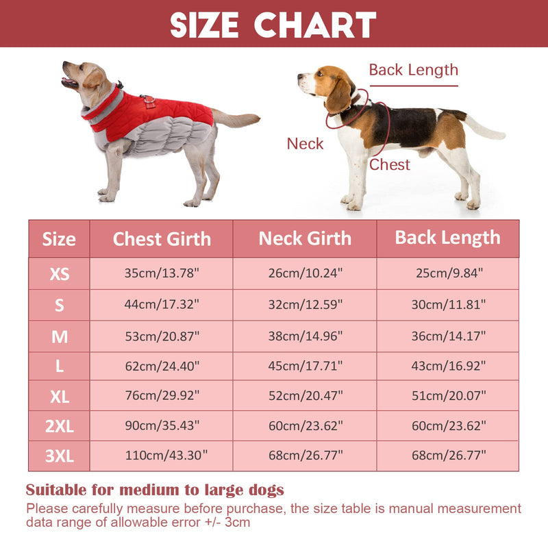 Lelepet Warm Dog Winter Coat Cold Weather Jacket Windproof Reflective Turtleneck Dog Vest with Plush Neckline D-Ring for Leash Thick Fleece Lining Dog Jacket Pet Apparel for Small Medium Large Dogs Red - BeesActive Australia