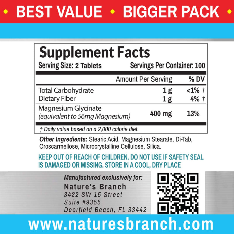 Magnesium Glycinate 400 mg - 200 Tablets - High Absorption, Non Buffered Bisglycinate Mag Supplement for Sleep, Leg Cramps, Heart, Ease Muscles, Calm Headaches for Women and Men, Non Powder Capsules - BeesActive Australia