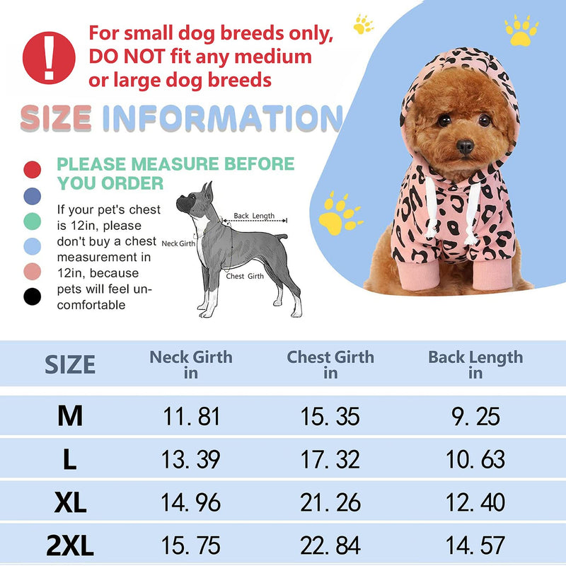 SETSBO Dog Leopard Hooded Sweatshirt with Hat, Dogs Clothes Lightweight Puppy Hoodie for Small Dog Cat, Doggy Hoody Outfits Cat Apparel Pink leopard hoodies X-Large - BeesActive Australia