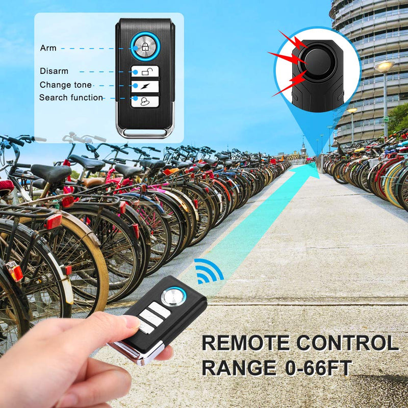 WSDCAM Bike Alarm Horn with Remote Loud 113dB, Waterproof Wireless Antitheft Vibration Bicycle Alarm with Bike Horn for Adults Mountain Bike Road Bicycle Scooter - BeesActive Australia