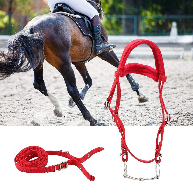 TOPINCN Horse Bridle, Red Adjustable Horse Bridle Rein Harness Horse Headstalls Bit Horse Equestrian Accessories with Soft Cushion - BeesActive Australia